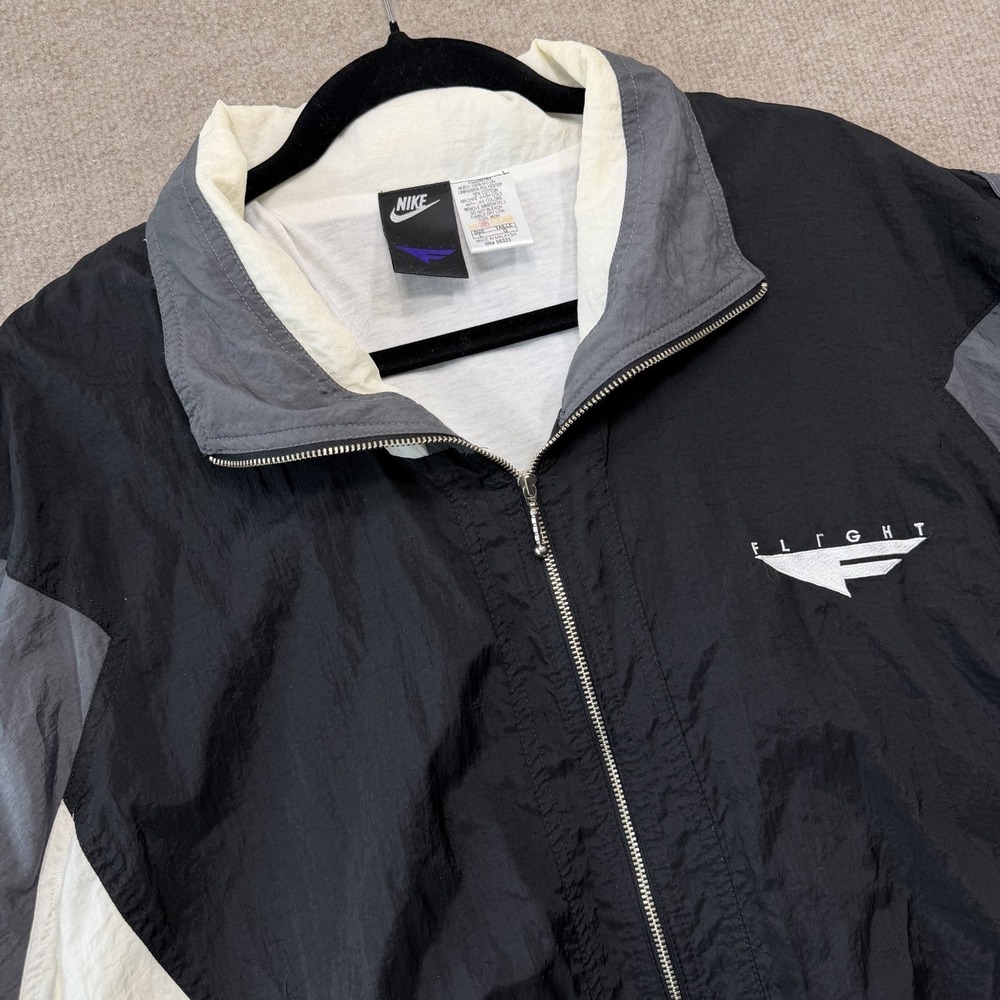 Vintage Nike Flight Windbreaker Track Jacket Men's Size Large Gray Black White